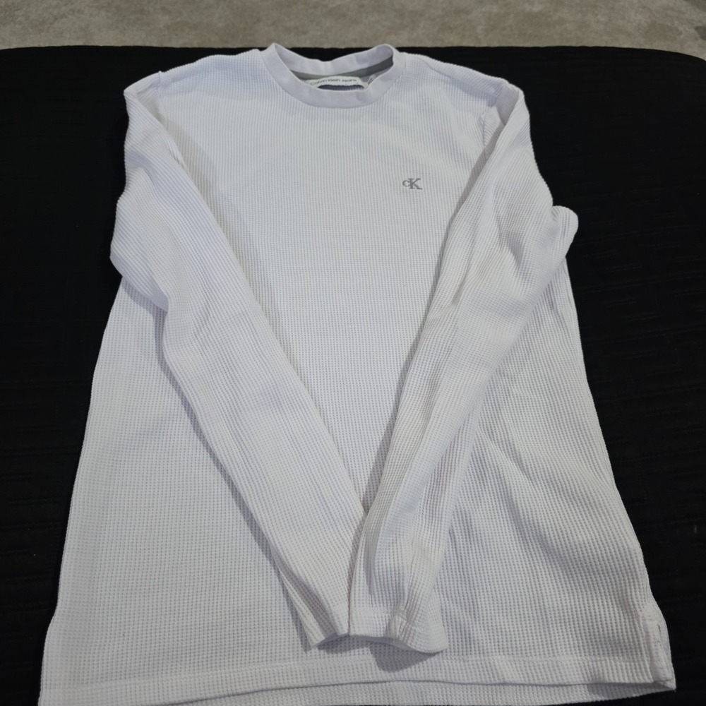 Vintage Y2K Calvin Klein Waffle Knit Long Sleeve Crew Neck Top Dexter Sz S